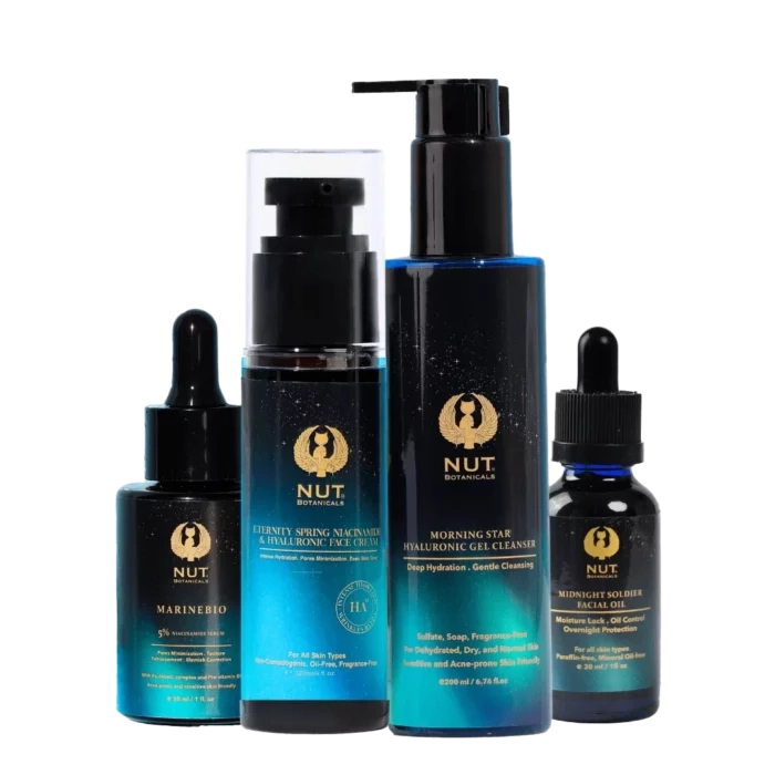 Acne and Spots Combat Routine with Hyaluronic Acid, 9% Niacinamide, and MarineBio Technology