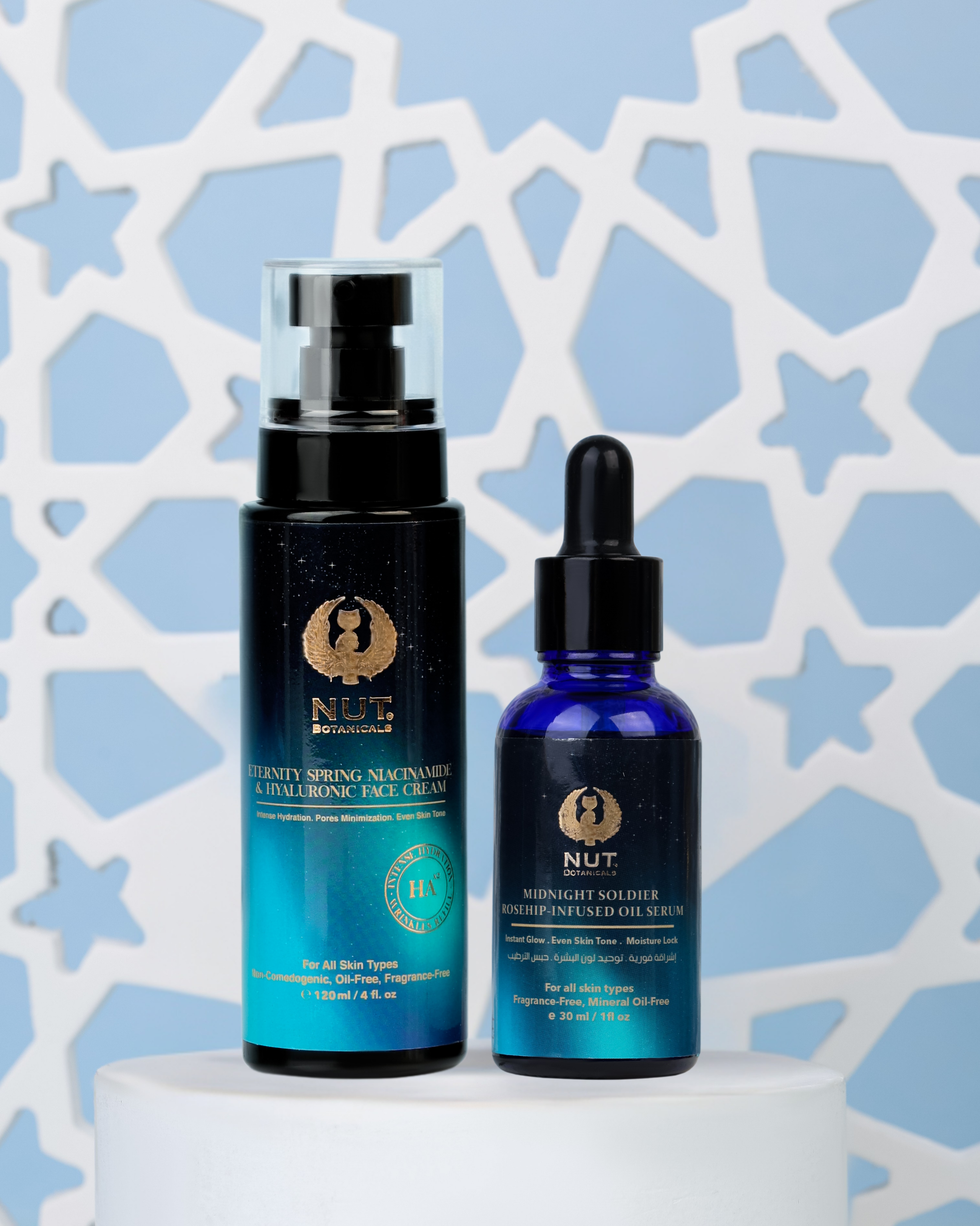 Ramadan Bright Complexion Kit: Eternity Spring Niacinamide & Hyaluronic Face Cream 120ml & Midnight Soldier Rosehip-Infused Oil Serum 30ml