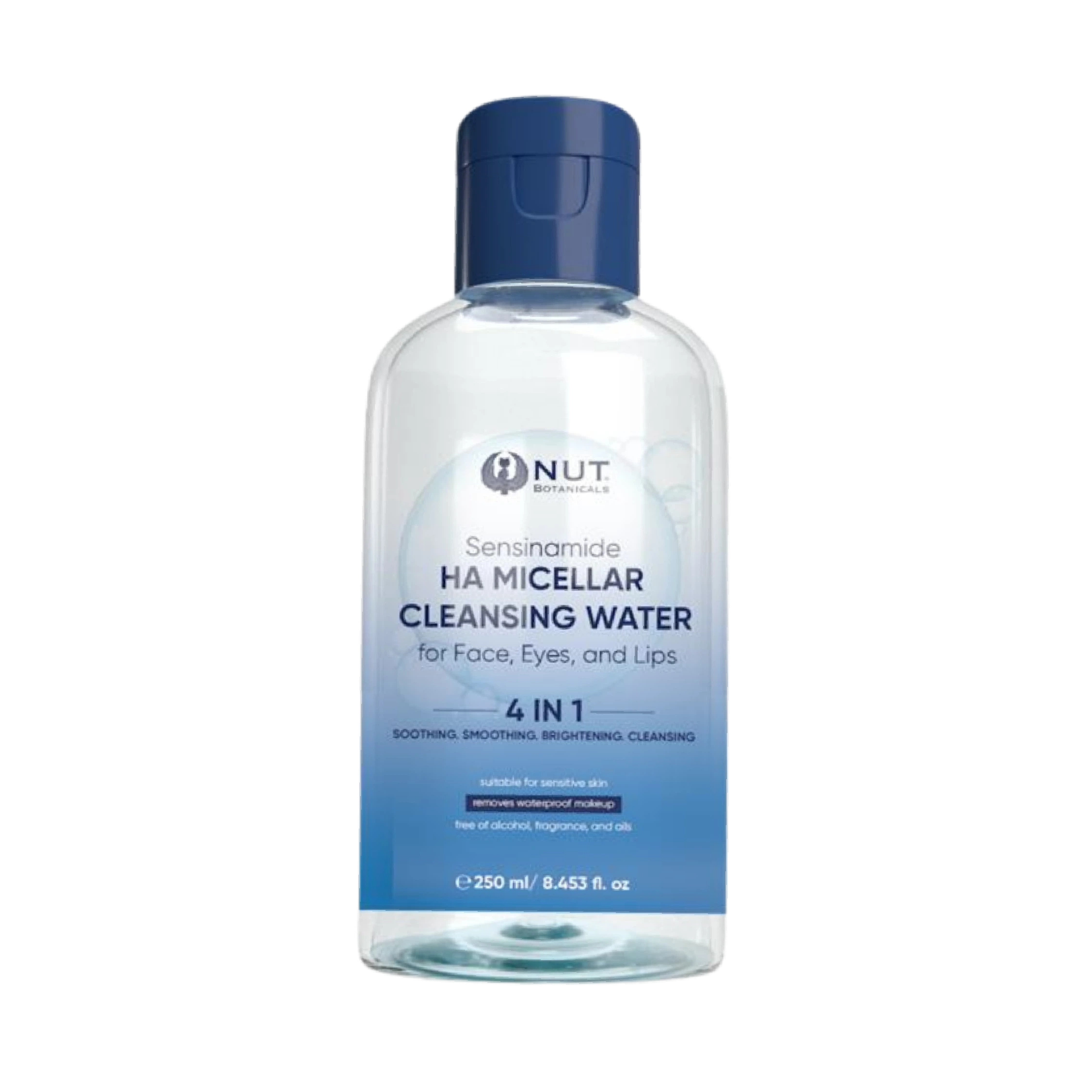 Bottle of NUT Sensiamide HA Micellar Cleansing Water on a white background