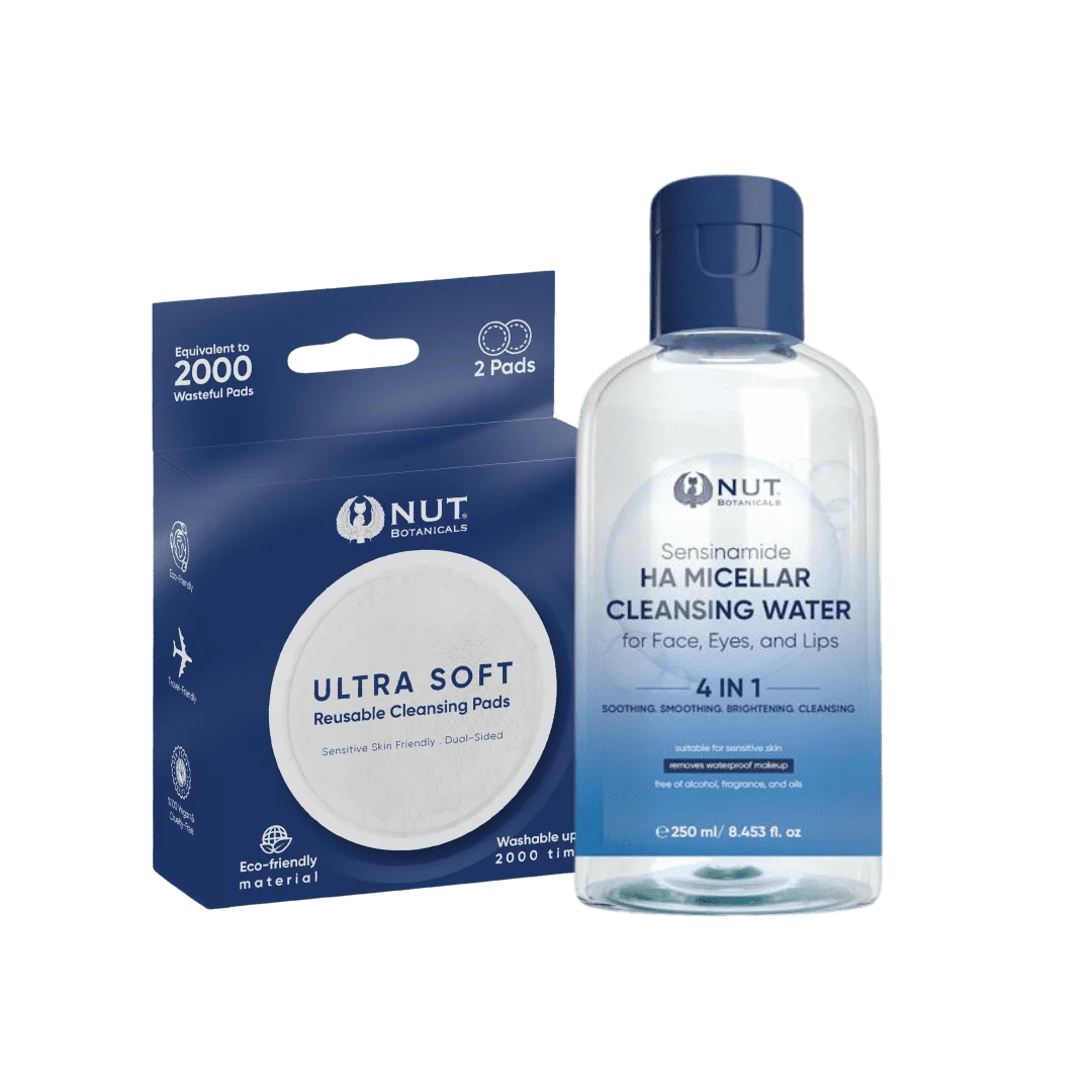 Smart Makeup Removal Solution - Sensinamide HA Micellar Cleansing Water & Ultra Soft Reusable Cleansing Pads